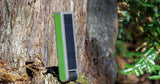 solar panel collecting energy for powerbank and lantern for camping and power outages.